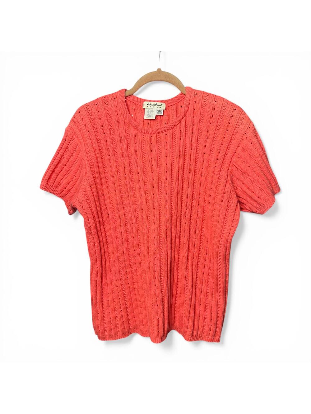 Vintage Eddie Bauer Women's Coral Short Sleeve Knit Top XXL